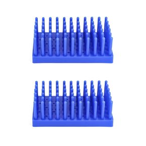 QWORK Test Tube Rack, Plastic Spike Drying Rack Holds, 4 Pack, 66-Position, for 12-16 mm Tubes, Blue