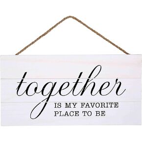 معًا هو مكاني المفضل ليكون لافتة معلقة من الخشب لديكور المنزل (13.75 × 6.9 بوصة مع خلفية بيضاء) in Kuwait