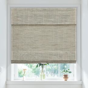 Cordless Roman Shades for Window Privacy, Natural Woven Fabric Privacy Room Darkening Blinds, Thermal Insulated Window Blind Treatment for Bedroom Living Room, Linen Grey
