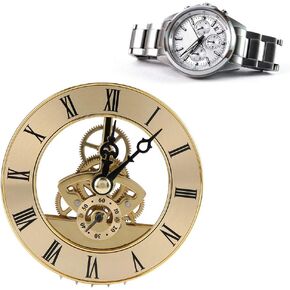 VINGVO Multifunction Insert Quartz Clock, Gold Skeleton Clock with Roman Numerals, 86MM