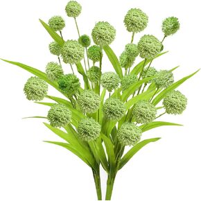 2Pcs Artificial Billy Balls Flowers 19" Craspedia Flower Faux Thistle Globe Floral Bouquet for Harvest Wedding Fireplace Home Decor Green