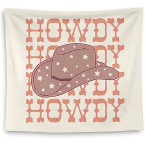 QGFM Howdy Tapestry, Retro Pink Western Cowgirl Hat Tapestry Wall Hanging, Cowgirl Room Decor, Cowgirl Wall Decor, Western Wall Decor, Western Home Decor, Pink Wall Decor, 50x60 Inches