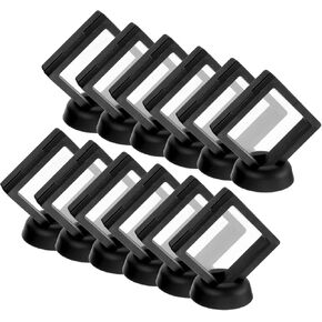 uxcell 20 Pcs 3D Floating Display Case, 2.76 x 2.76 Inch Floating Frame Display Holder Stand, Transparent PE Jewelry Storage Box, Black