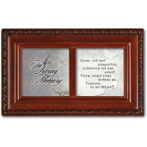 Cottage Garden Loving Memory Love You Woodgrain Rope Trim Jewelry Music Box Plays Amazing Grace