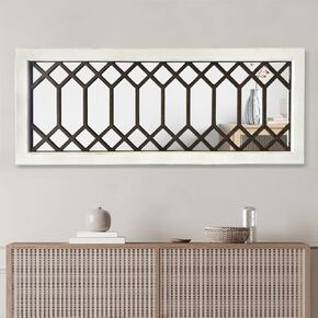 Farmhouse Wall Mirror 43" x 17" Large Rustic Wall Mirror Decorative Wood Framed Mirrors Wall Decor for Living Room Bedroom Entryway (Green)