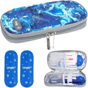 YOUSHARES Insulin Travel Case - Travel Medicine Cooler Bag Diabetic Insulated Organizer Portable Cooling Bag for Insulin Pen and Medication Diabetic Supplies with 2 Diabetes Ice Pack (Quicksand Blue)