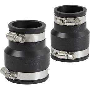 6I53x2 Flexible Pvc Reducing Coupling with Stainless Steel Clamps 2 x 1-1/2 inch Black (pack of 2)