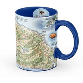 Santa Catalina Island Map Ceramic Mug (Large 16oz) Coffee Cup, Tea, Cocoa, Hot Chocolate, Brew Mugs, and Cold Drinks, BPA-FREE - For Office, Home, Gift (Individual Mug)
