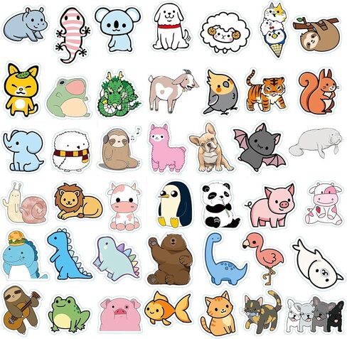 Cute Animal Stickers 100Pcs,SPRT Vinyl Waterproof Cartoon Animal Stickers for Water Bottle,Water Bottle Sticker Decal for Kids Boys Girls Teens Adults in Saudi Arabia