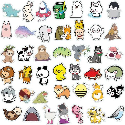 Cute Animal Stickers 100Pcs,SPRT Vinyl Waterproof Cartoon Animal Stickers for Water Bottle,Water Bottle Sticker Decal for Kids Boys Girls Teens Adults in Saudi Arabia