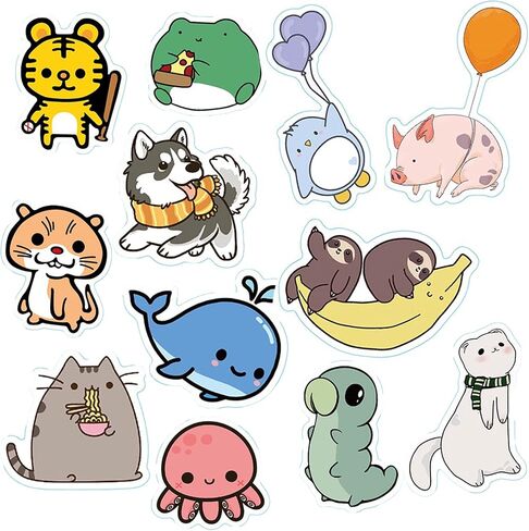 Cute Animal Stickers 100Pcs,SPRT Vinyl Waterproof Cartoon Animal Stickers for Water Bottle,Water Bottle Sticker Decal for Kids Boys Girls Teens Adults in Saudi Arabia