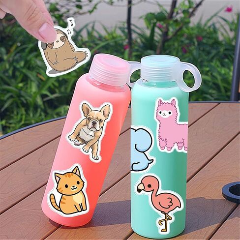 Cute Animal Stickers 100Pcs,SPRT Vinyl Waterproof Cartoon Animal Stickers for Water Bottle,Water Bottle Sticker Decal for Kids Boys Girls Teens Adults in Saudi Arabia