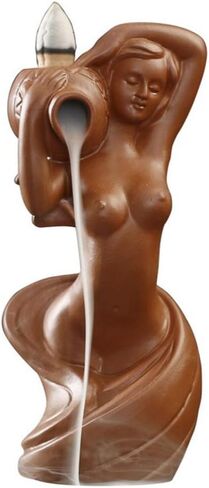 Backflow Incense Burner Waterfall Incense Holder Ceramic Bathing Lady Statue Cone Sticks Stand Aroma Furnace Ornament for Home Yoga Reading Room Decor in Saudi Arabia