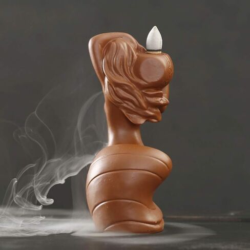 Backflow Incense Burner Waterfall Incense Holder Ceramic Bathing Lady Statue Cone Sticks Stand Aroma Furnace Ornament for Home Yoga Reading Room Decor in Saudi Arabia