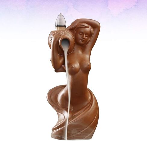 Backflow Incense Burner Waterfall Incense Holder Ceramic Bathing Lady Statue Cone Sticks Stand Aroma Furnace Ornament for Home Yoga Reading Room Decor in Saudi Arabia