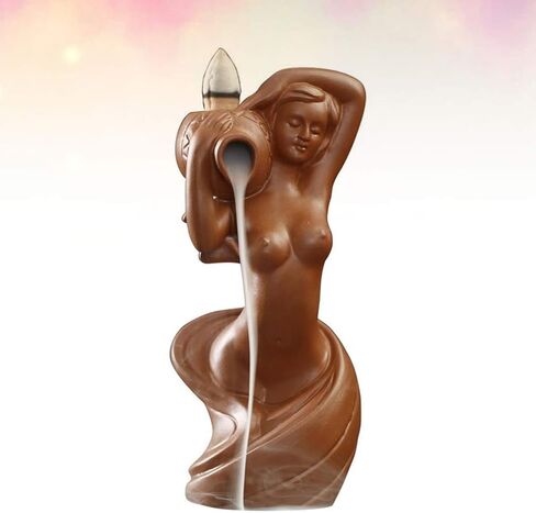 Backflow Incense Burner Waterfall Incense Holder Ceramic Bathing Lady Statue Cone Sticks Stand Aroma Furnace Ornament for Home Yoga Reading Room Decor in Saudi Arabia