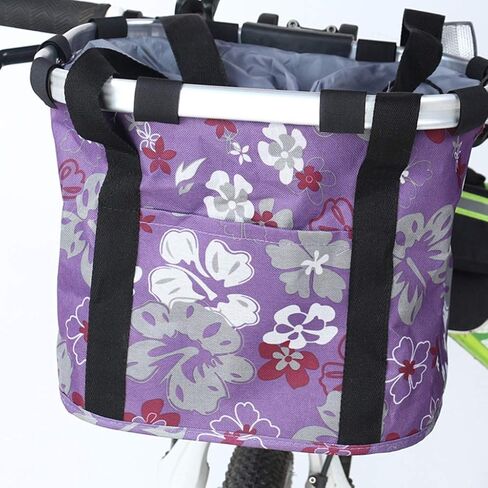 CZXJKKL Bike Basket, Foldable Small Pet Cat Dog Carrier Front Removable Bicycle Handlebar Basket Quick Release Easy Install Detachable Cycling Bag Mountain Picnic Shopping in Saudi Arabia