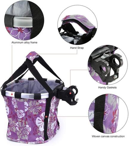 CZXJKKL Bike Basket, Foldable Small Pet Cat Dog Carrier Front Removable Bicycle Handlebar Basket Quick Release Easy Install Detachable Cycling Bag Mountain Picnic Shopping in Saudi Arabia