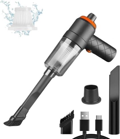 Mini Vacuum Cleaner for Car, Home, and Office - Car Vacuum Portable Cordless - Handheld Vacuum Cordless - 120W, Rechargeable, Strong Suction, HEPA Filter, LED Light, With Multiple Attachments in Saudi Arabia