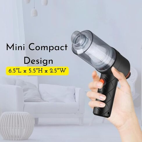 Mini Vacuum Cleaner for Car, Home, and Office - Car Vacuum Portable Cordless - Handheld Vacuum Cordless - 120W, Rechargeable, Strong Suction, HEPA Filter, LED Light, With Multiple Attachments in Saudi Arabia