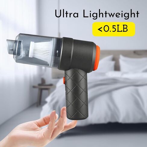 Mini Vacuum Cleaner for Car, Home, and Office - Car Vacuum Portable Cordless - Handheld Vacuum Cordless - 120W, Rechargeable, Strong Suction, HEPA Filter, LED Light, With Multiple Attachments in Saudi Arabia
