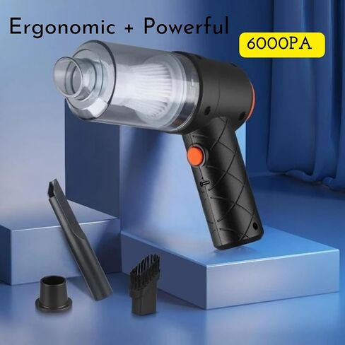 Mini Vacuum Cleaner for Car, Home, and Office - Car Vacuum Portable Cordless - Handheld Vacuum Cordless - 120W, Rechargeable, Strong Suction, HEPA Filter, LED Light, With Multiple Attachments in Saudi Arabia