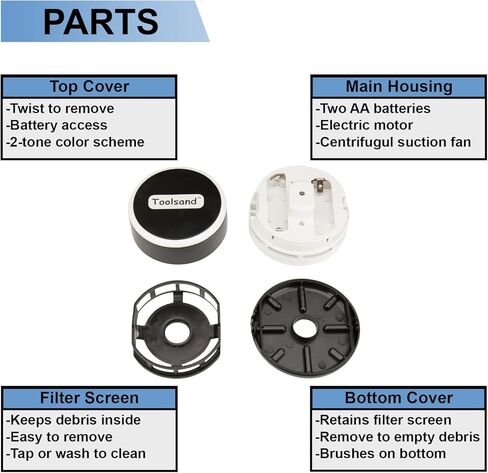 مكنسة كهربائية صغيرة محمولة على سطح المكتب ولا سلكية تعمل بالبطارية (أسود/أبيض) in Kuwait