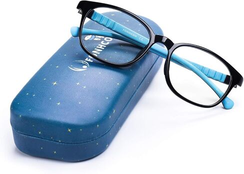 FONHCOO Blue Light Blocking Glasses for Kids, Computer Gaming Glasses for Boys and Girls Age 3-15 with Anti Glare & Eyestrain & Blue Ray (Black Blue) in Saudi Arabia
