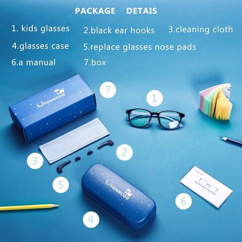 FONHCOO Blue Light Blocking Glasses for Kids, Computer Gaming Glasses for Boys and Girls Age 3-15 with Anti Glare & Eyestrain & Blue Ray (Black Blue) in Saudi Arabia