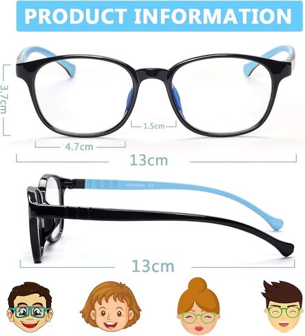 FONHCOO Blue Light Blocking Glasses for Kids, Computer Gaming Glasses for Boys and Girls Age 3-15 with Anti Glare & Eyestrain & Blue Ray (Black Blue) in Saudi Arabia