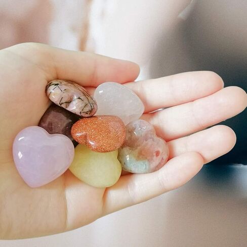 12 Packs 1.18 Inches Rose Quartz Heart Shaped Crystals Healing Palm Worry Pocket Stones for Reiki Jewelry Making Home Decor in Saudi Arabia