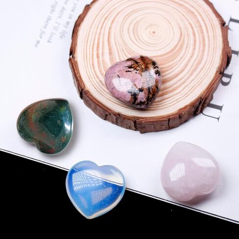 12 Packs 1.18 Inches Rose Quartz Heart Shaped Crystals Healing Palm Worry Pocket Stones for Reiki Jewelry Making Home Decor in Saudi Arabia