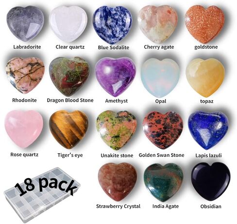 12 Packs 1.18 Inches Rose Quartz Heart Shaped Crystals Healing Palm Worry Pocket Stones for Reiki Jewelry Making Home Decor in Saudi Arabia
