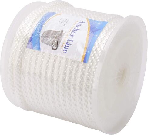NovelBee 1/2" x 200' Premium Solid Braid MFP Anchor Line,Best Polypropylene Rope with Stainless Steel Thimble (White) in Kuwait
