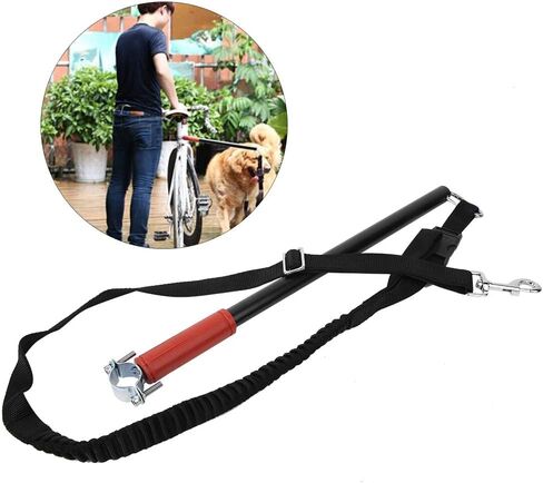 Dog Bike Leash,Universal Hands Free Adjustable Fixator Pet Bicycle Stainless Steel Exerciser Rope with Elastic Traction Belt Leash Belt Keeper for Big Dog/Puppy in Saudi Arabia