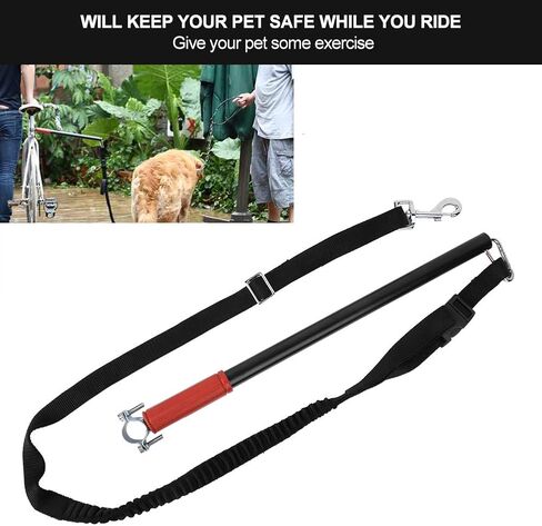 Dog Bike Leash,Universal Hands Free Adjustable Fixator Pet Bicycle Stainless Steel Exerciser Rope with Elastic Traction Belt Leash Belt Keeper for Big Dog/Puppy in Saudi Arabia