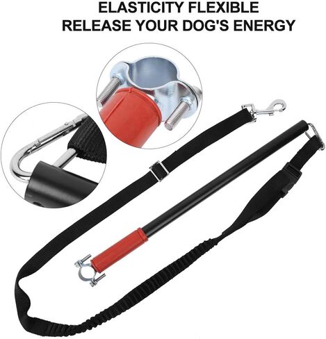 Dog Bike Leash,Universal Hands Free Adjustable Fixator Pet Bicycle Stainless Steel Exerciser Rope with Elastic Traction Belt Leash Belt Keeper for Big Dog/Puppy in Saudi Arabia