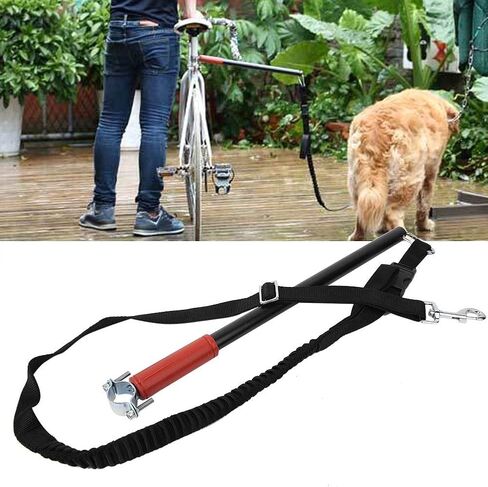 Dog Bike Leash,Universal Hands Free Adjustable Fixator Pet Bicycle Stainless Steel Exerciser Rope with Elastic Traction Belt Leash Belt Keeper for Big Dog/Puppy in Saudi Arabia