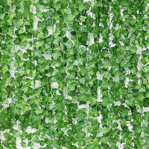 38Pack Fake Ivy Garlands Leaves Artificial Vines Faux Green Hanging Plants for Bedroom Wall House Decor Outdoor Wedding Photography Backdrops, Non-discoloring (Green) in Kuwait