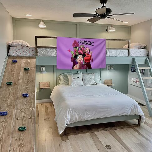 AuLYn The Band Gorillaz نسيج ألبوم الموسيقى غطاء نسيج 3x5Ft نسيج غرفة الفن ديكور نسيج الزينة الجدار شنقا الهدايا للمراهقين غرفة نوم غرفة المعيشة، الأرجواني in Kuwait