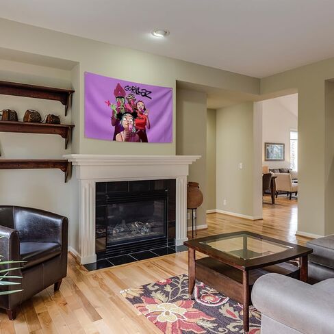 AuLYn The Band Gorillaz نسيج ألبوم الموسيقى غطاء نسيج 3x5Ft نسيج غرفة الفن ديكور نسيج الزينة الجدار شنقا الهدايا للمراهقين غرفة نوم غرفة المعيشة، الأرجواني in Kuwait