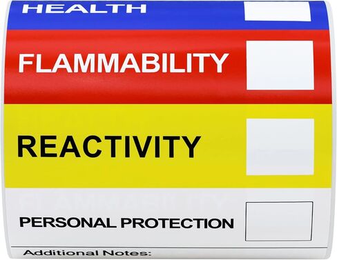 Hybsk Chemical Safety Labels for SDS NFPA HMIS OSHA | 4x3 inches MSDS Stickers with GHS Pictograms | HMIS & Hazard Compliant 100pcs Stickers in Saudi Arabia