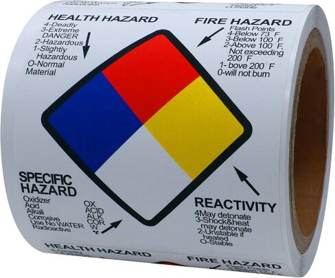 Hybsk Chemical Safety Labels for SDS NFPA HMIS OSHA | 4x3 inches MSDS Stickers with GHS Pictograms | HMIS & Hazard Compliant 100pcs Stickers in Saudi Arabia