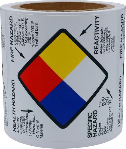 Hybsk Chemical Safety Labels for SDS NFPA HMIS OSHA | 4x3 inches MSDS Stickers with GHS Pictograms | HMIS & Hazard Compliant 100pcs Stickers in Saudi Arabia