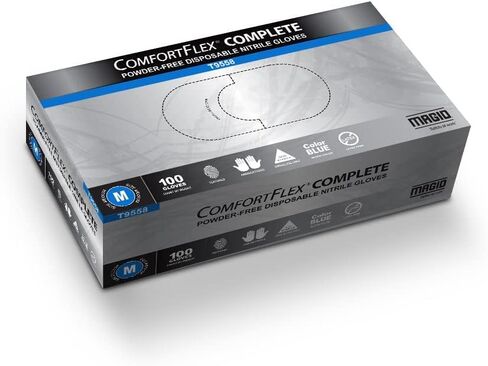 قفازات MAGID ComfortFlex COMPLETE للاختبار للاستعمال مرة واحدة، 50 قفازًا، 10/XL، نيتريل أزرق in Kuwait