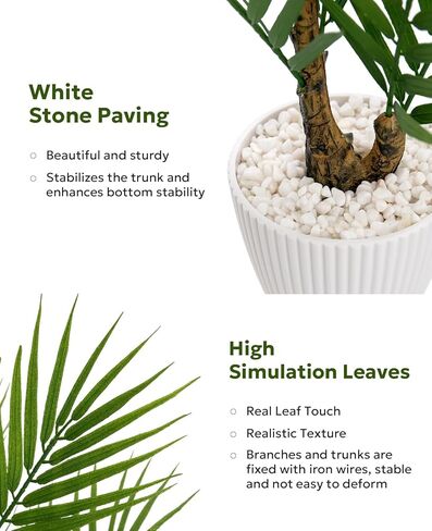 AceList Elegant Fake Palm Tree | 24" Artificial Palm Tree for Indoor Decor | Eco-Friendly, Maintenance-Free | Perfect for Home & Office | Stylish Faux Tropical Greenery in Kuwait