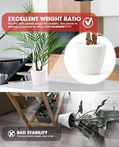 AceList Elegant Fake Palm Tree | 24" Artificial Palm Tree for Indoor Decor | Eco-Friendly, Maintenance-Free | Perfect for Home & Office | Stylish Faux Tropical Greenery in Kuwait