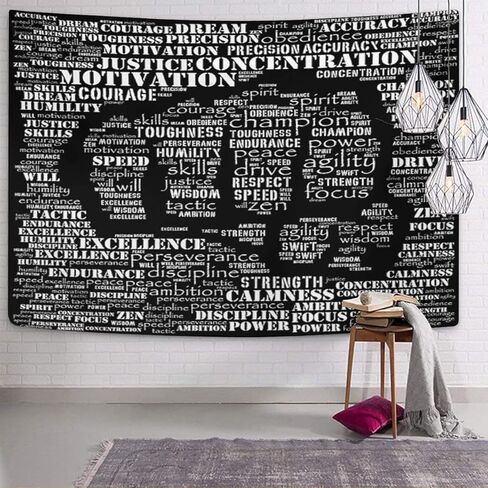 Emvency نسيج طباعة 60x80 بوصة الدافع جوهر من مقاتلة الصالة الرياضية كلمة كيك بوكسينغ رياضي الكاراتيه التفاني الجدار الشنق ديكور المنزل in Kuwait