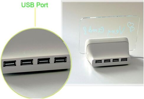 ساعة منبه رقمية، لوحة رسائل فلورسنت LED مضيئة، تقويم LCD مع 4 منافذ شحن USB، إضاءة ليلية تعمل بالبطارية (أزرق 1) in Saudi Arabia