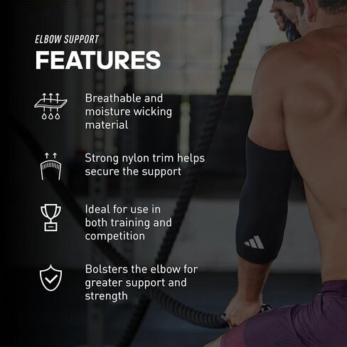 adidas Elbow Support Sleeve - Seamless and Smooth Elbow Support for Training, Competitions, and General Fitness - Ergonomic Design, Nylon Trim - Durable & Breathable in Saudi Arabia